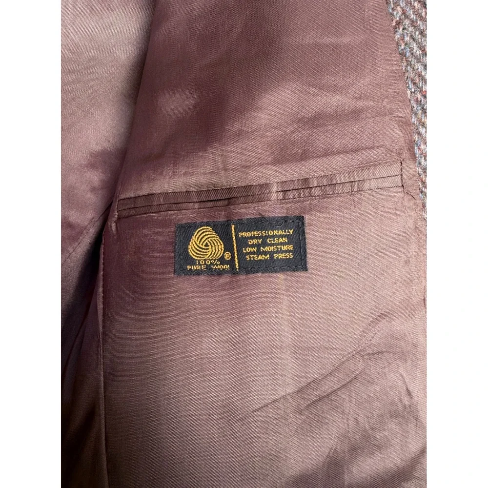 Vintage Levis Menswear Brown Herringbone Tweed Wool Blazer Made in USA Mens 42